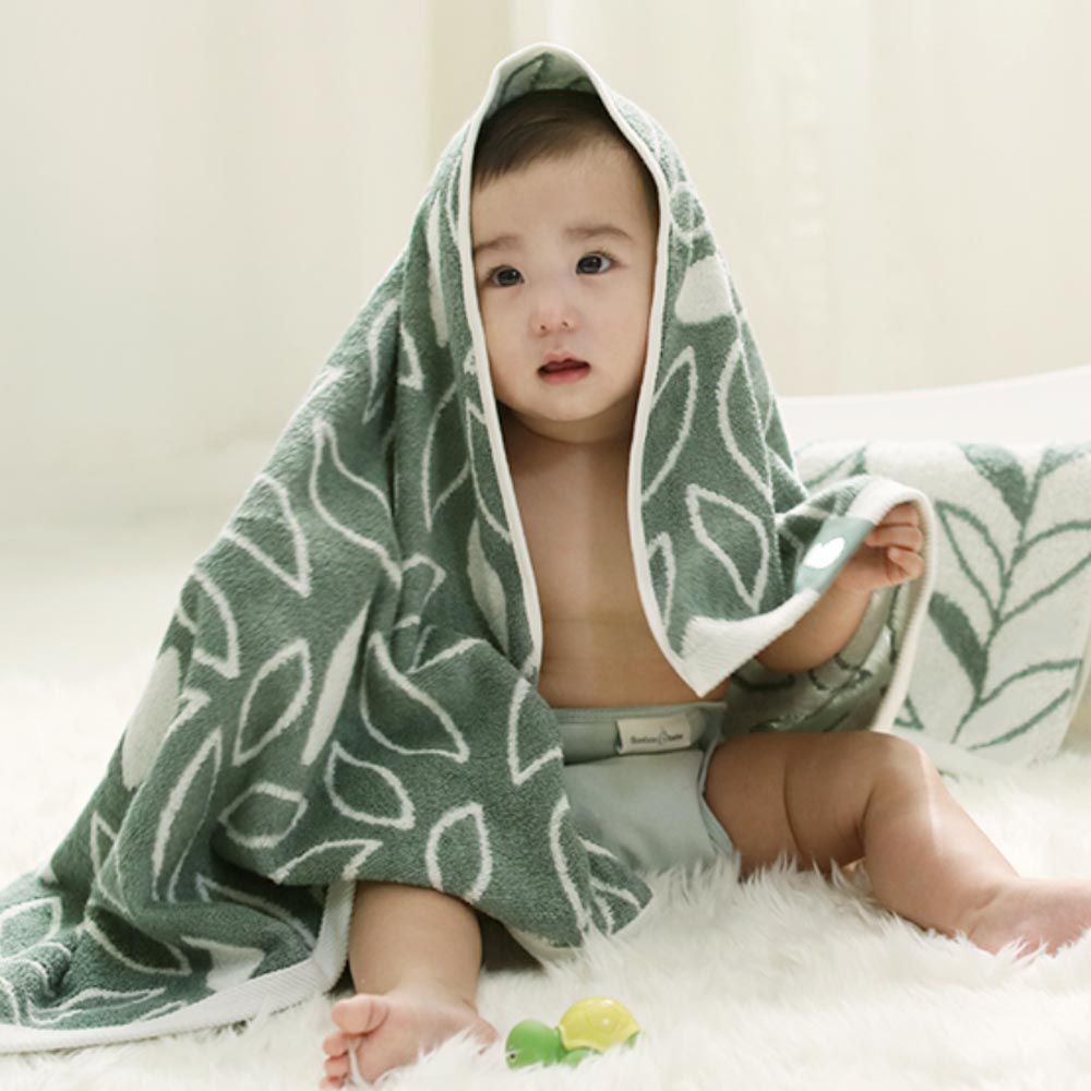 韓國 Bamboo bebe - 多用途親膚竹纖維吸水浴巾-葉紋 (70x100cm)