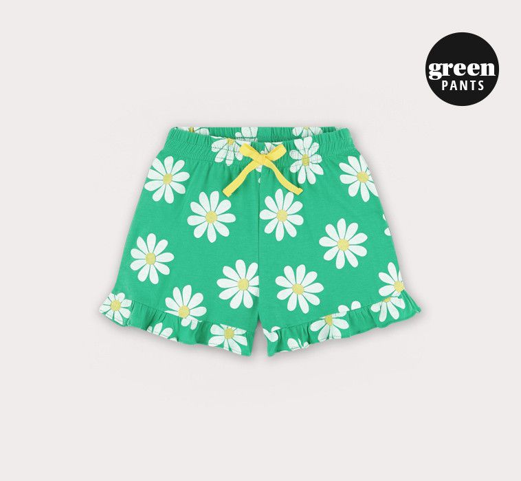 韓國 HEJMINI - 荷葉袖滿版雛菊套裝-紫