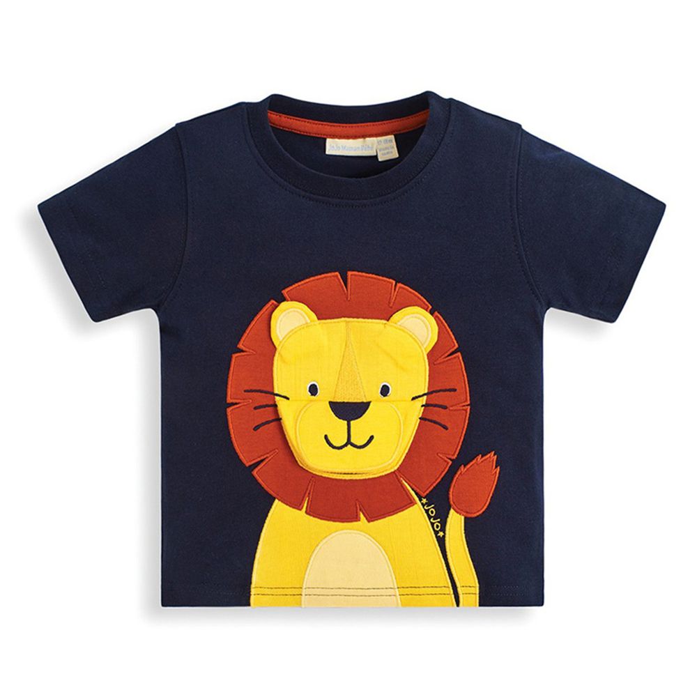 英國 JoJo Maman BeBe - 超優質嬰幼兒/兒童100％純棉短袖上衣/T-shirt/動物T-帥氣獅子