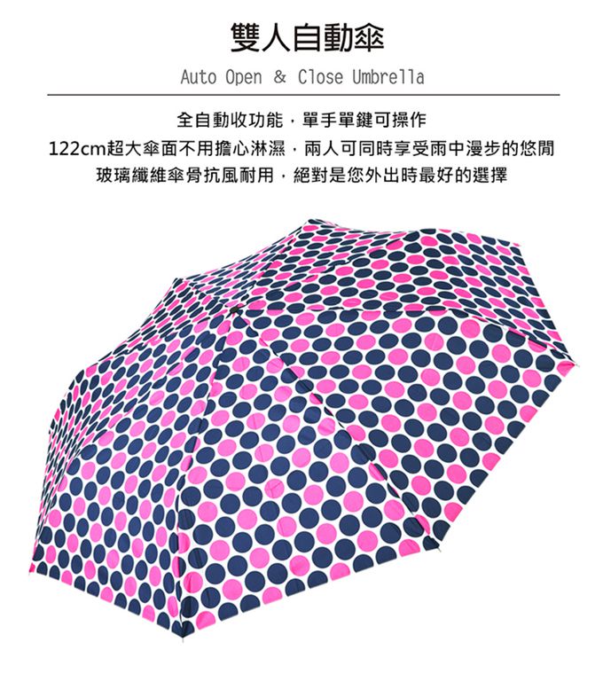 Rainstory - 抗UV雙人自動傘-絕色彩點-480g