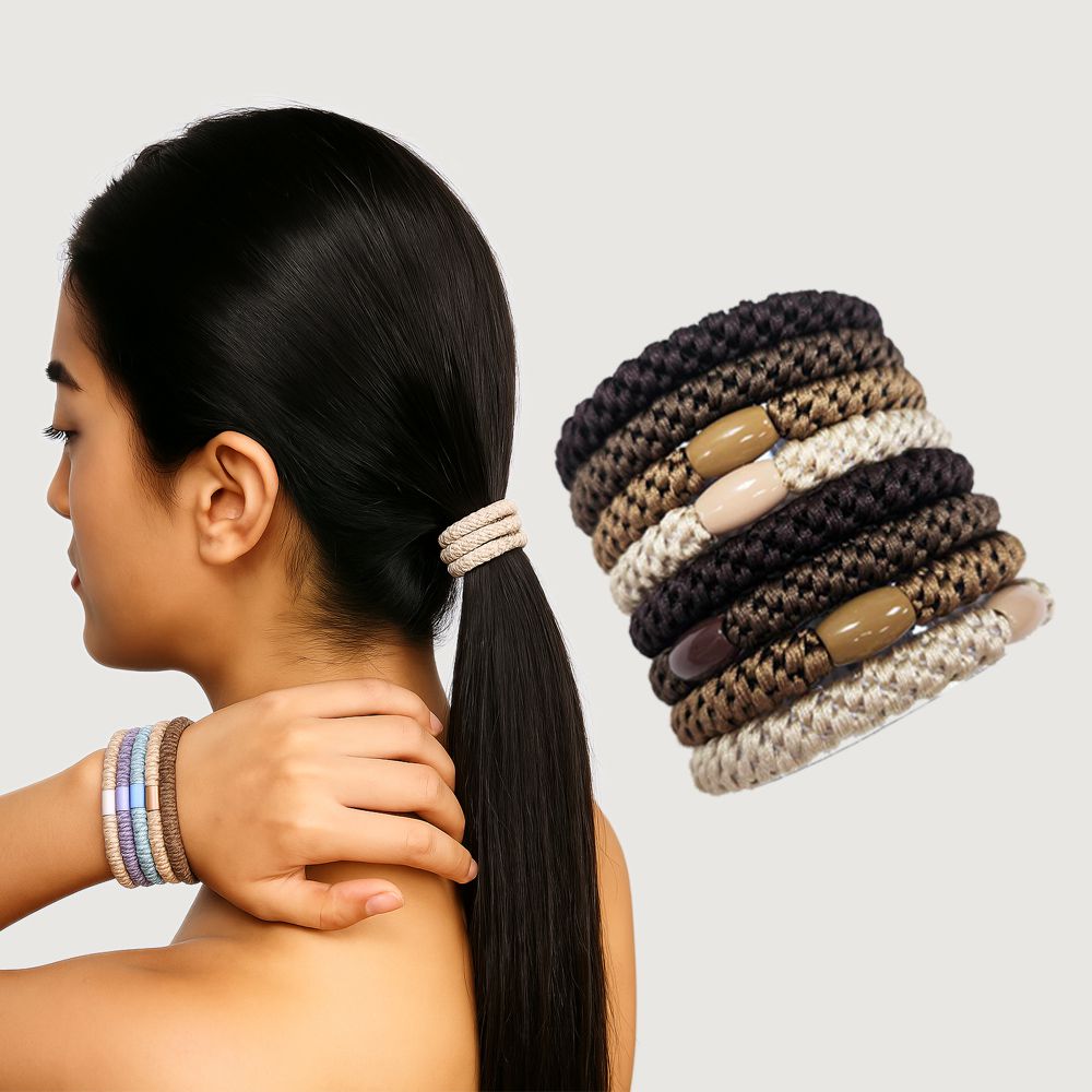 Beauty 彈力編織髮圈組-提拉米蘇-1組8條