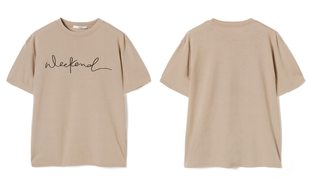 日本 GRL - 質感百搭草寫英文短T-莫蘭迪綠