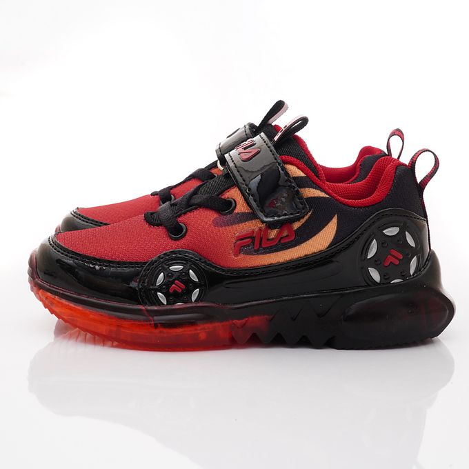 FILA - 賽車造型電燈運動鞋-7-J452X-002黑紅(中大童段)-運動鞋-黑紅