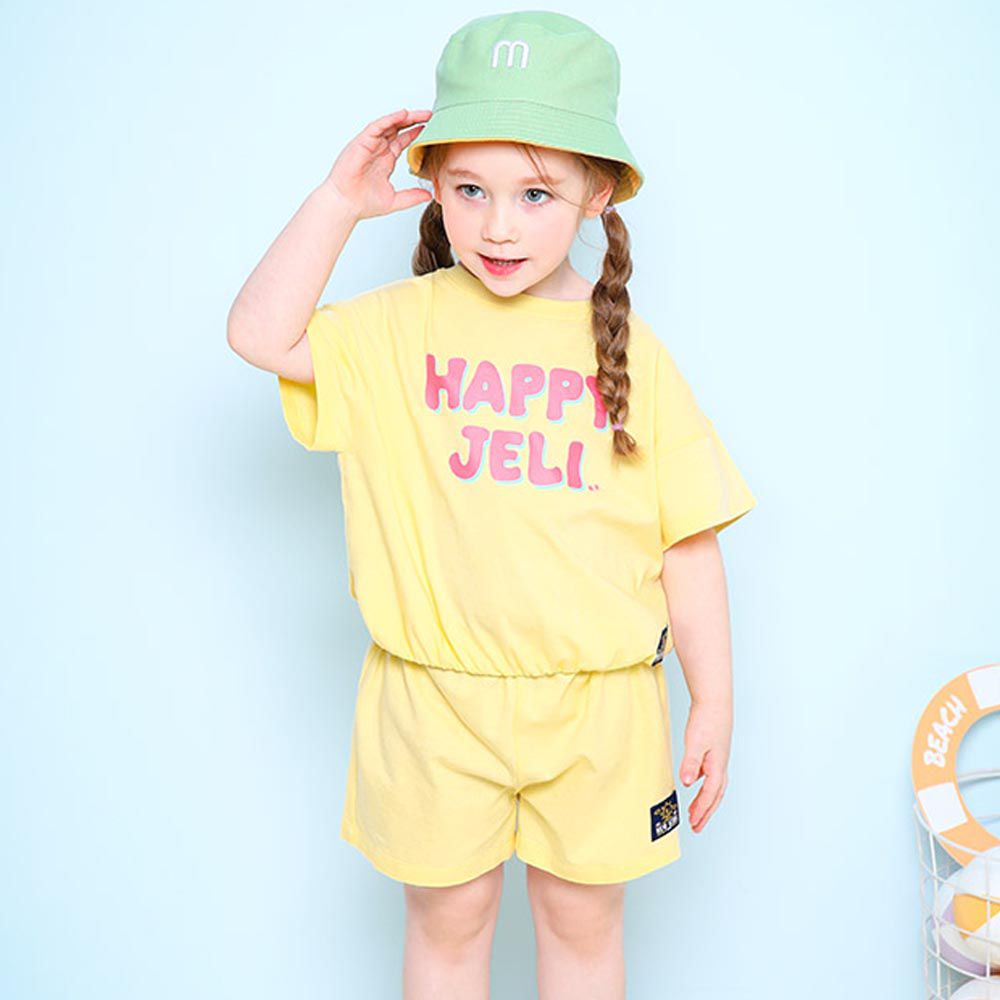 韓國 Jelispoon - HAPPY JELI短袖短褲套裝-黃