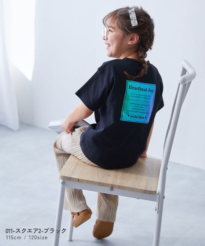 日本 devirock - 100%棉 閃亮金屬印花短袖上衣-愛心標語-淺紫