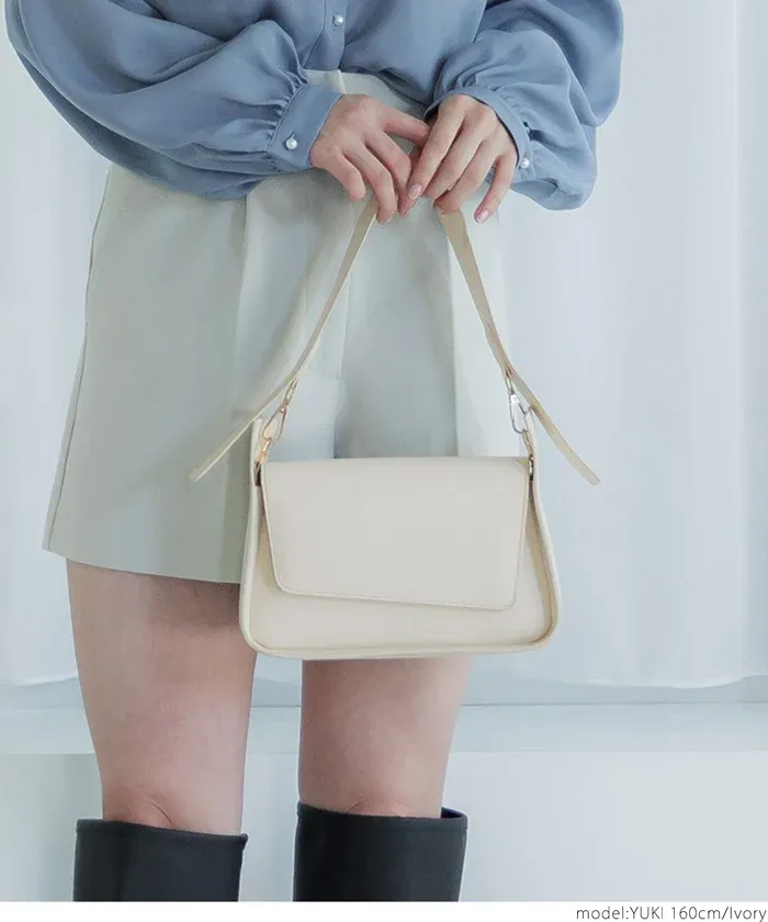 日本 COCA - 氣質方形皮革腋下包-米杏