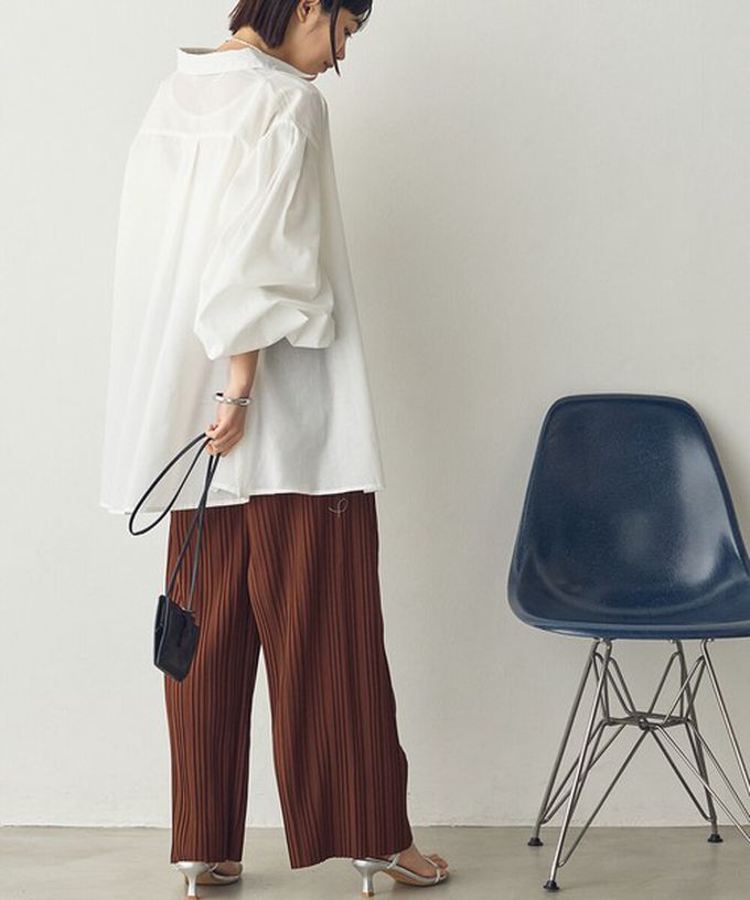 日本 Sans Souci 34+ - 細摺搖曳優雅寬褲(全腰鬆緊)-咖啡 (M)