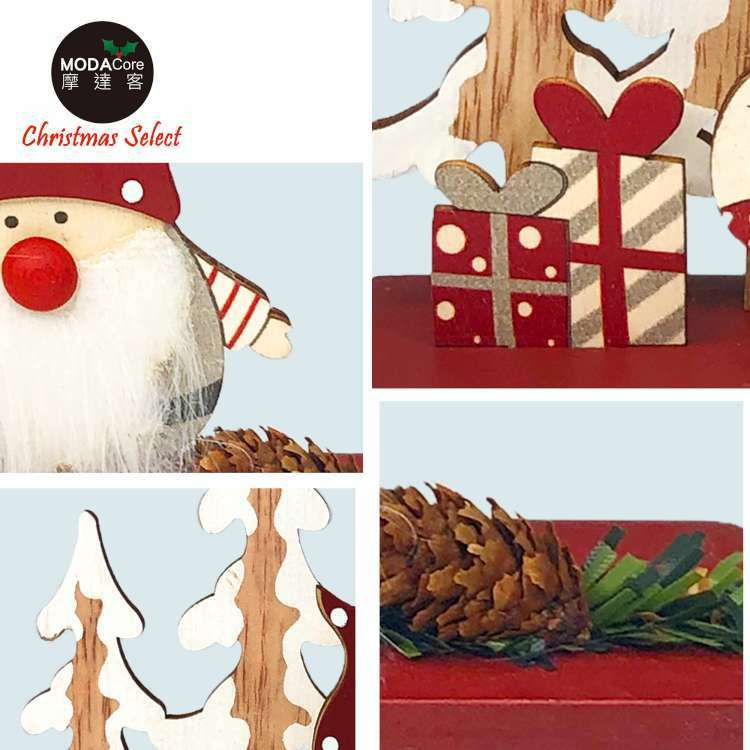 MODACore 摩達客 - 可愛點點紅帽聖誕老公公木質擺飾