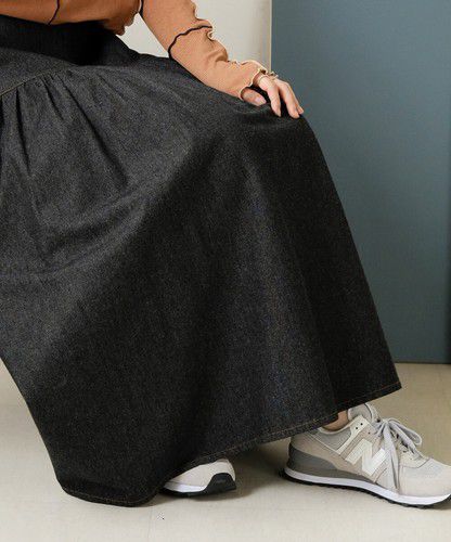 日本 Bou Jeloud - 簡約丹寧長裙-深藍