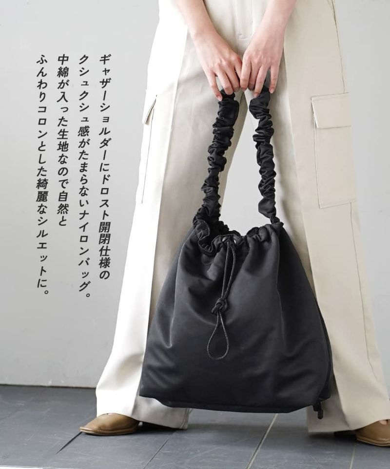 日本 zootie - [撥水加工] 可愛抽繩泡泡大容量肩背包-磚紅橘