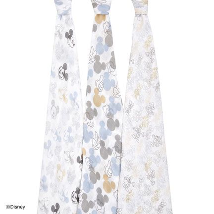 Aden+Anais - 3入紗布巾組-歡樂米奇3入紗布巾組 (120x120公分)