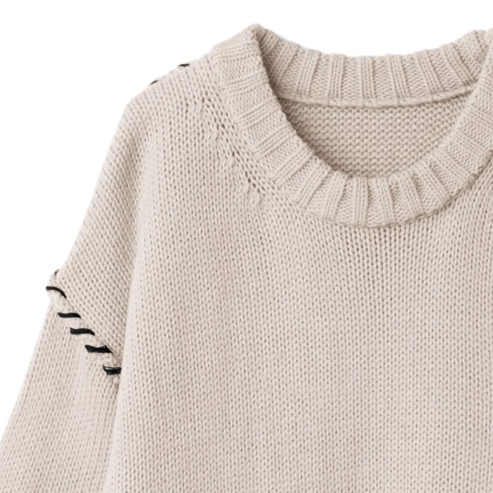 日本 GRL - 縫線感設計針織毛衣-天使白