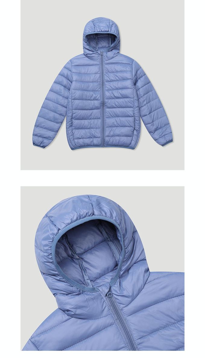 韓國 INDIVIDUEL - 輕量填充棉連帽拉鏈外套-桃粉