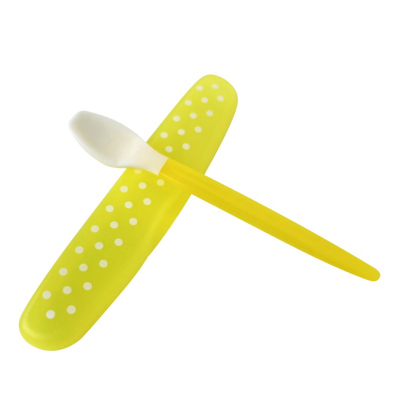 akachan honpo - 食物搗碎湯匙-黃色 (160×34×16mm(放入收納盒內時）)