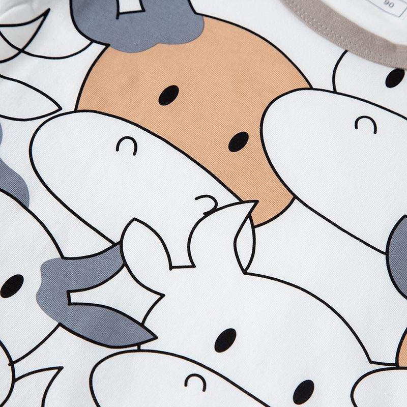 BE TOP - 純棉短袖上衣-大頭牛牛-黃色