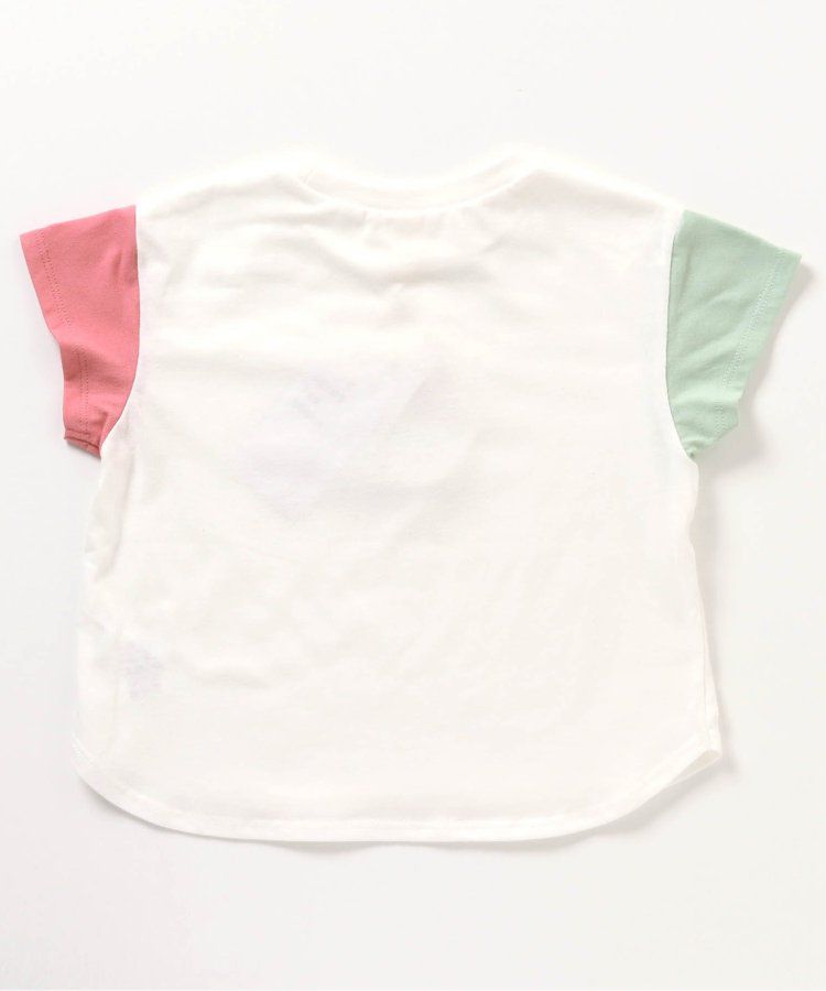 日本 apres les cours - 立體刺繡印花短袖上衣-冰棒-袖撞色