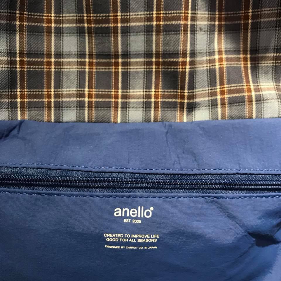 日本 Anello - 英格蘭格紋大開口後背包-Regular-BL藍 (39x26x18cm)