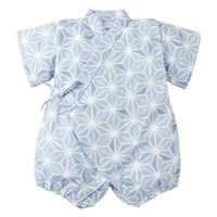 akachan honpo - 甚平包屁衣-麻葉-淺藍色-日本製