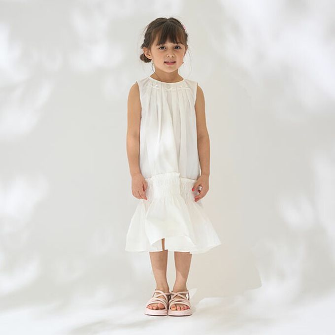 日本 Lycee mine - 甜美蝴蝶結分層無袖洋裝-白