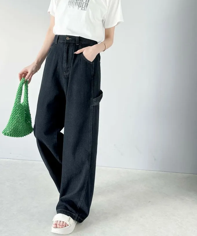 日本 Classical Elf - 超顯瘦厚磅百搭直筒褲-黑