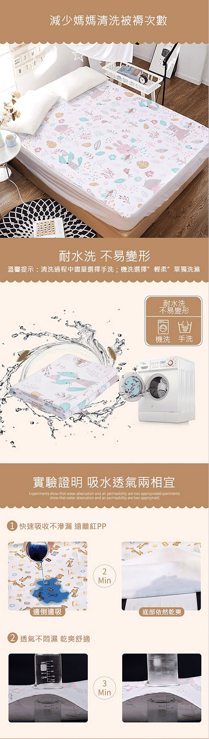 JoyNa - 防水隔尿墊床單 保潔墊 寵物墊-克维爾假日 (180*200加大雙人床)