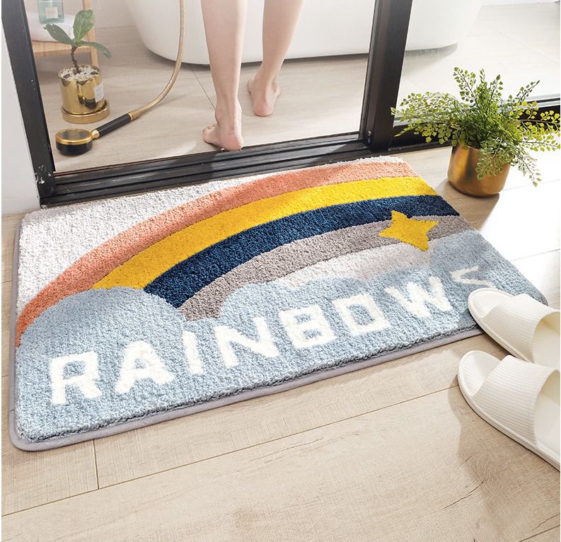 快速吸水植絨浴室腳踏墊-彩虹星空