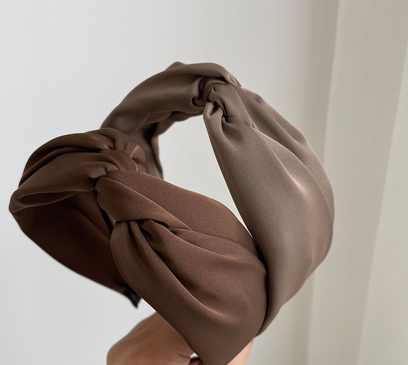 時髦復古布藝打結寬版髮箍-黑色