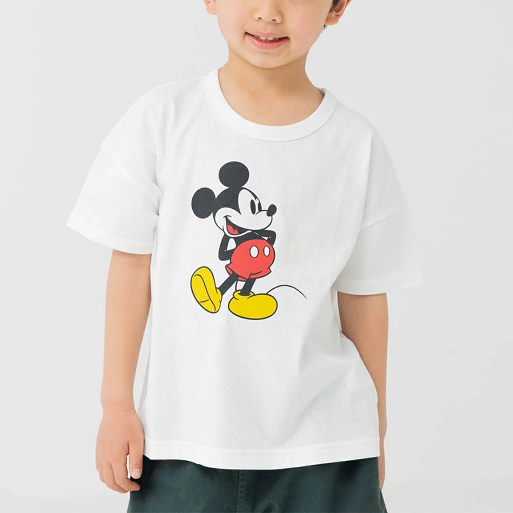 聯名款  卡通人物米奇純棉短袖上衣-雙手叉腰-白