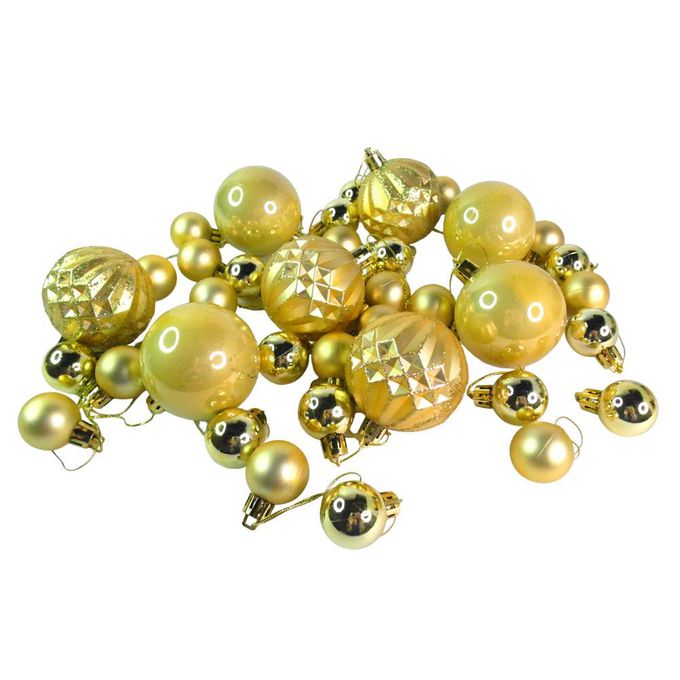 MODACore 摩達客 - 30mm+60mm造型彩繪球40入吊飾禮盒裝(12格)香檳金色系| 聖誕樹裝飾球飾掛飾