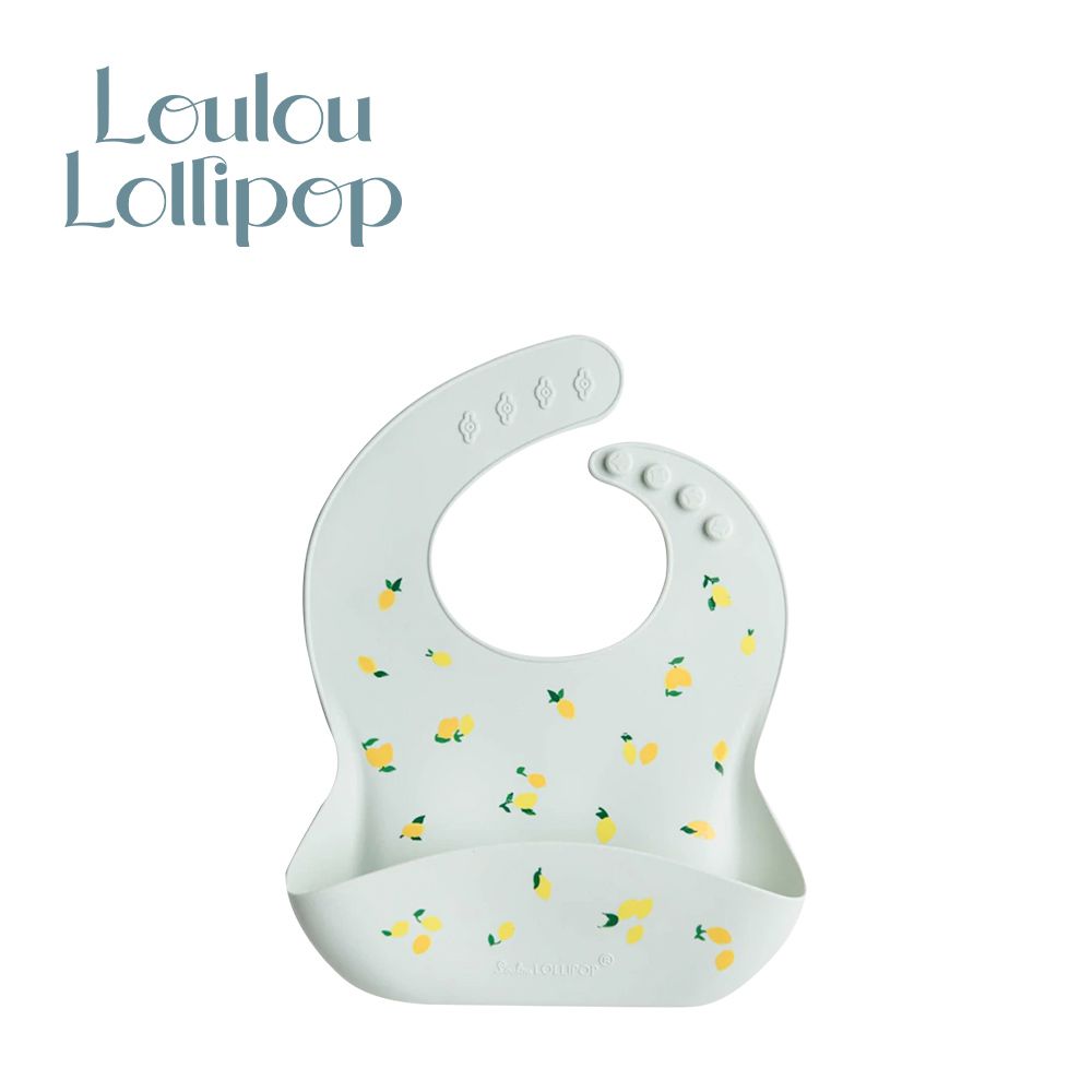 Loulou Lollipop - 寬口立體矽膠防漏圍兜/防水圍兜-清新檸檬 (290x230x75mm)