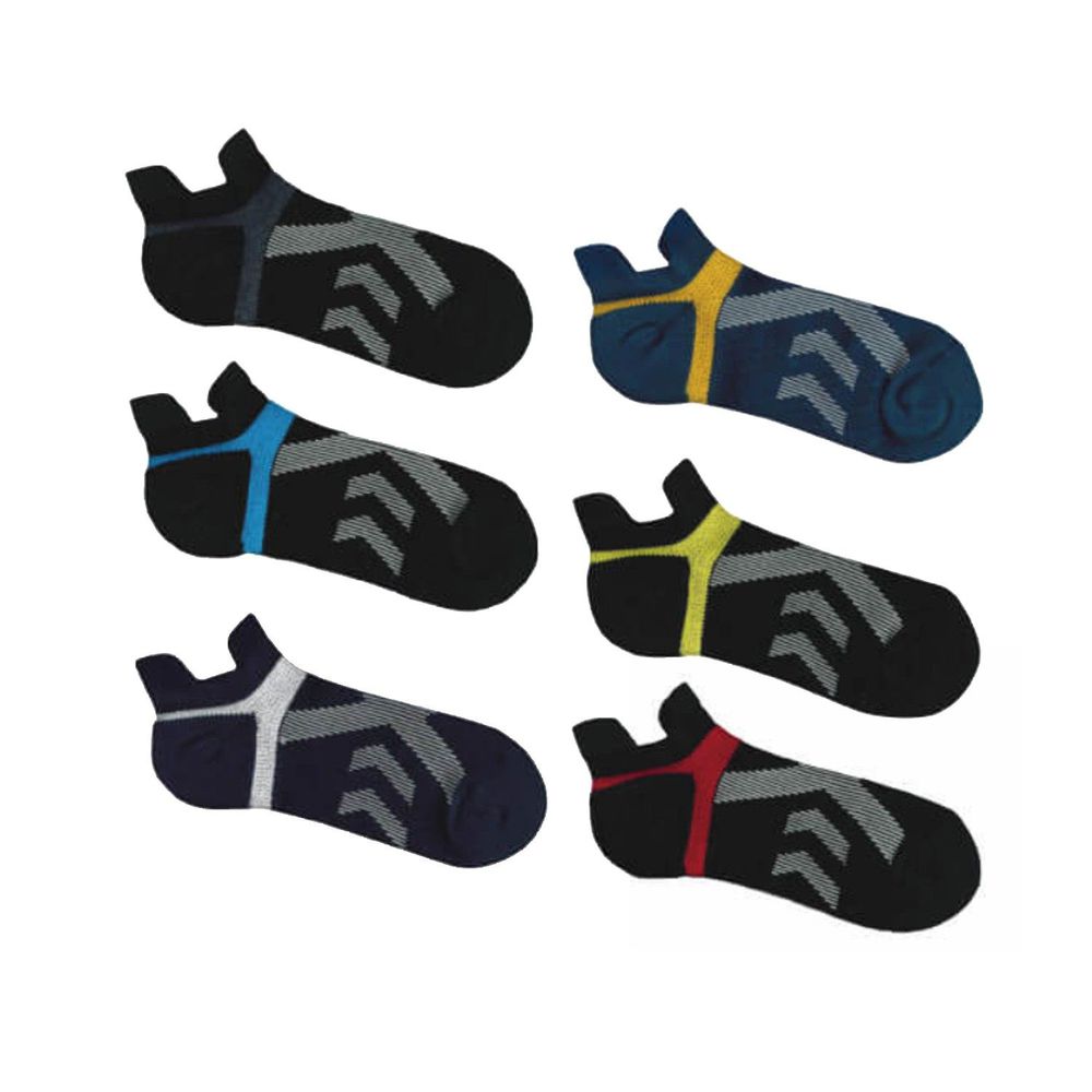 貝柔 Peilou - 貝柔足弓交叉加壓防磨氣墊船襪(L)6入組-6色各1雙(藍綠/黑黃/黑紅/黑灰/黑藍/丈青)-隨機色 (26-29cm)