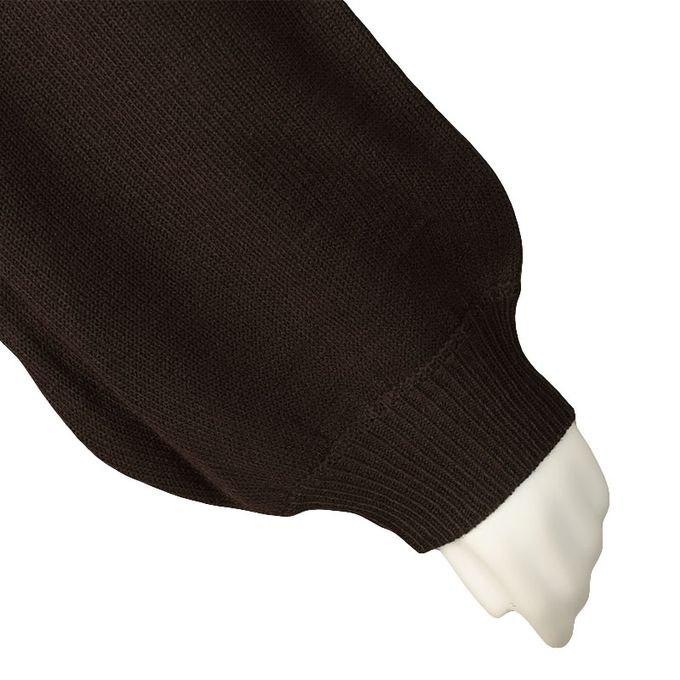 akachan honpo - 長袖亨利領針織洋裝-深咖啡