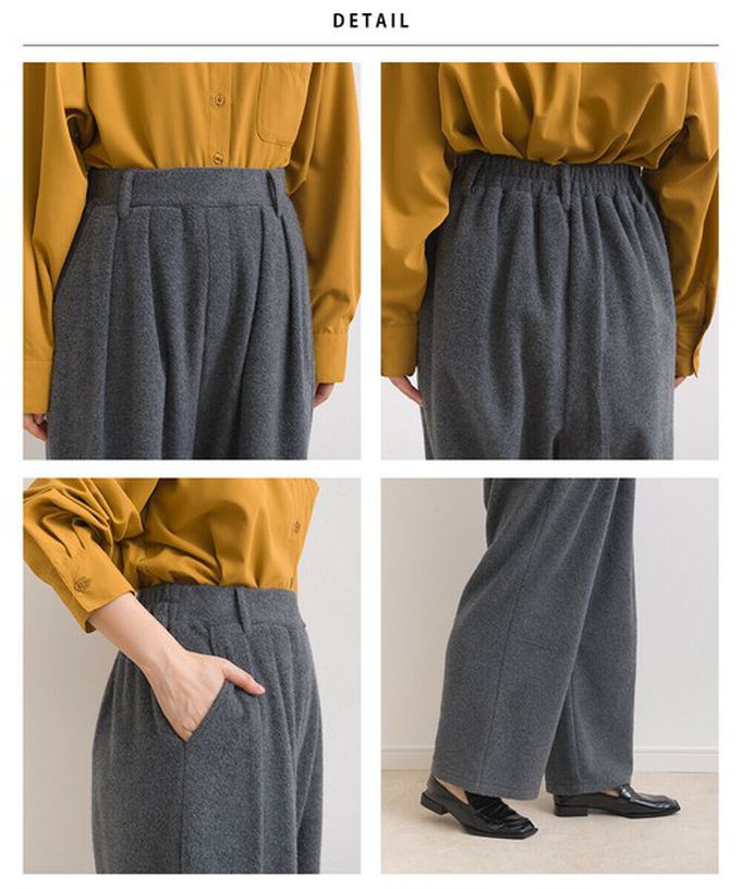 日本 OMNES - 溫柔百搭毛氈感細肩帶2件式套裝-深灰