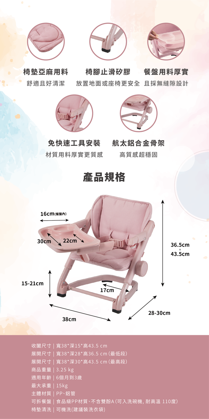 英國 Unilove - Feed Me攜帶式寶寶餐椅(附餐盤+收納袋)-夢幻色系-夜幕藍