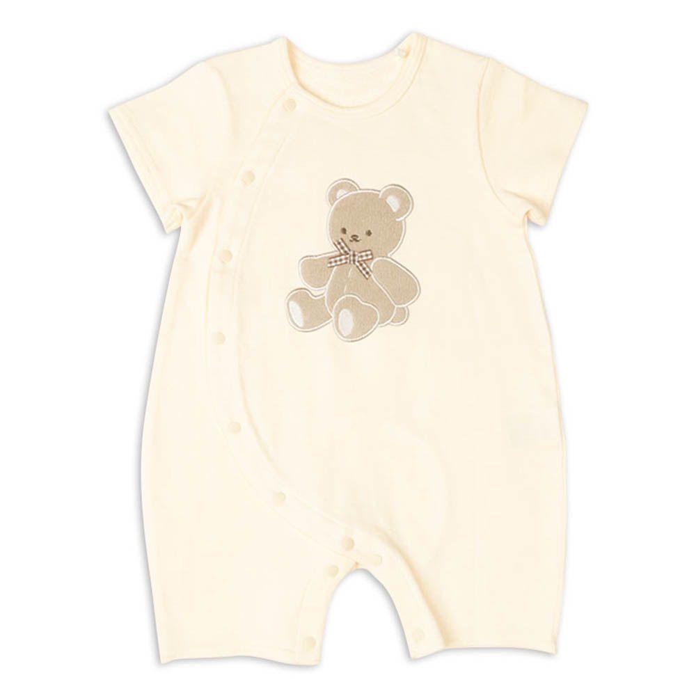 短袖兔裝-毛巾布材質造型圖案-淺卡其色