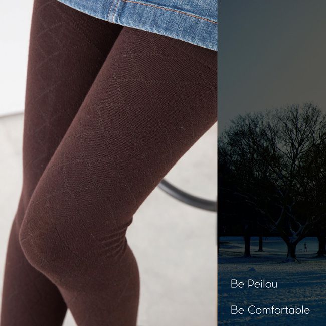 貝柔 Peilou - 立體針織精梳棉九分內搭襪-菱格-黑