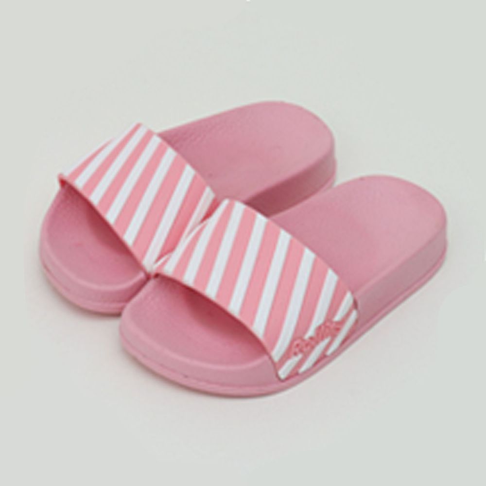 韓國 Bimbo Bimba - 加厚底拖鞋-馬卡龍斜紋-粉紅