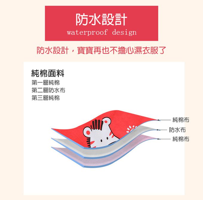 JoyNa - 5條入 嬰兒三角巾 純棉雙層按扣防水圍兜-狐狸鯨魚 (均碼)