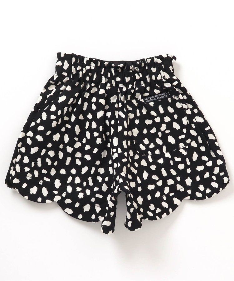 日本 BREEZE - 俏麗扇形邊鬆緊短褲-斑點-黑