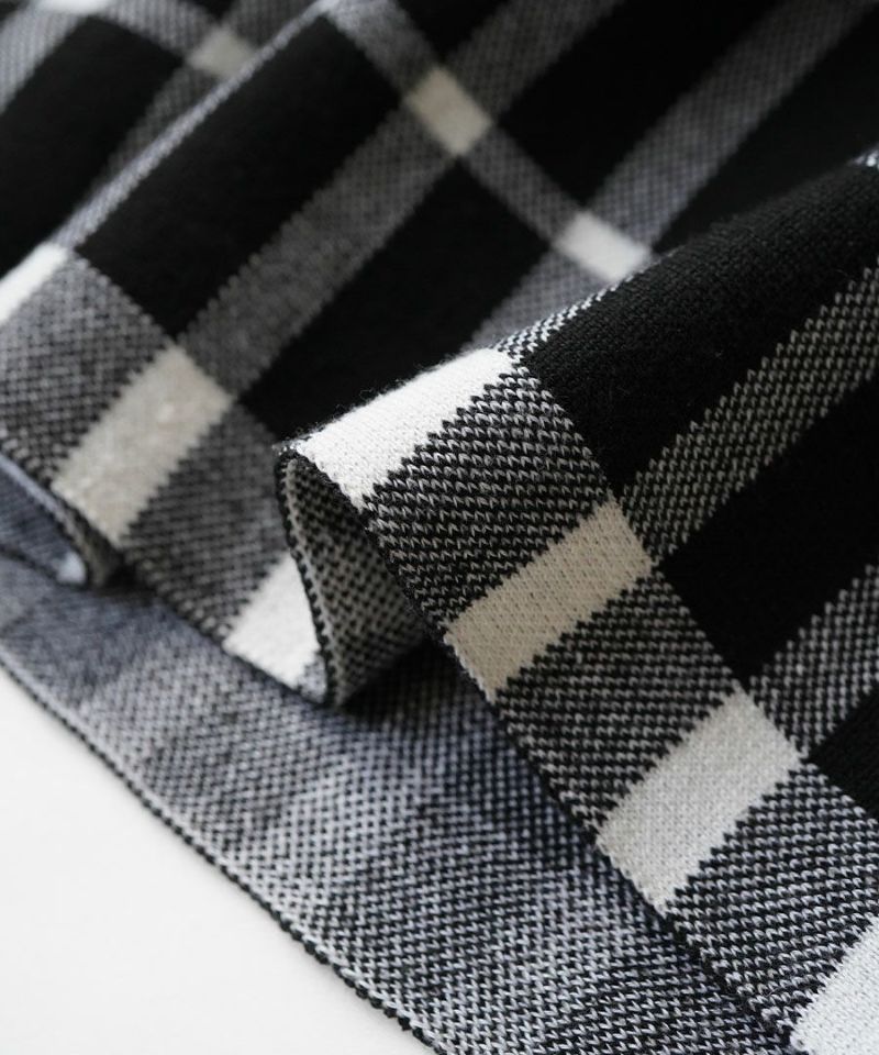 日本 zootie - 單色格紋百褶針織長裙-黑白-M