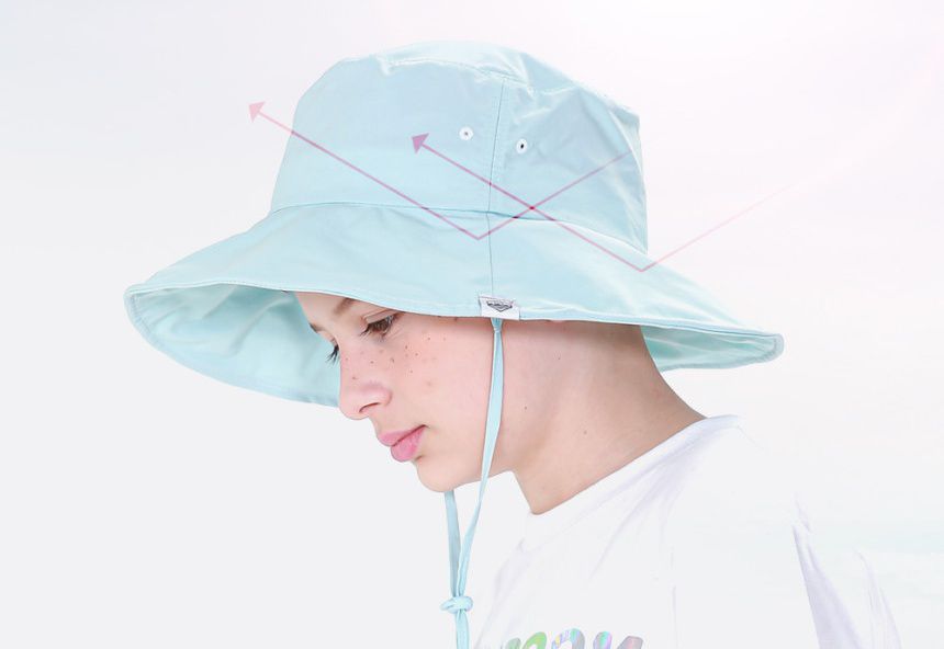 韓國 Beach Boom - 韓製UPF50+軟鋼絲防水透氣防曬帽/漁夫帽-天藍