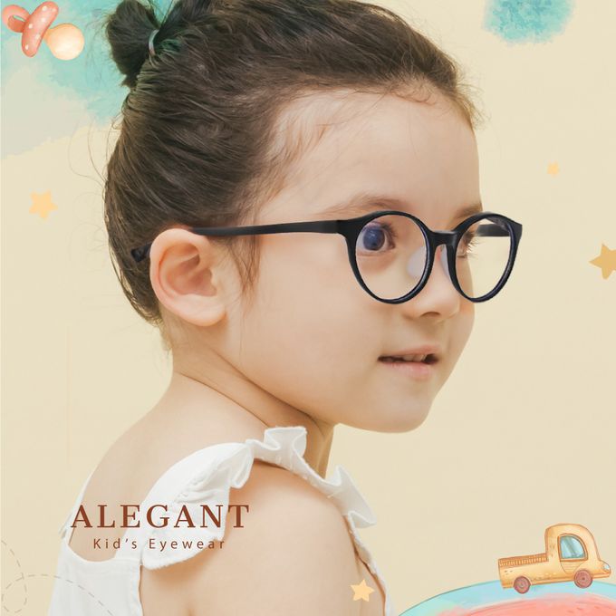ALEGANT - 輕量PPSU材質抗壓柔韌彈性圓框UV400兒童光學濾藍光眼鏡