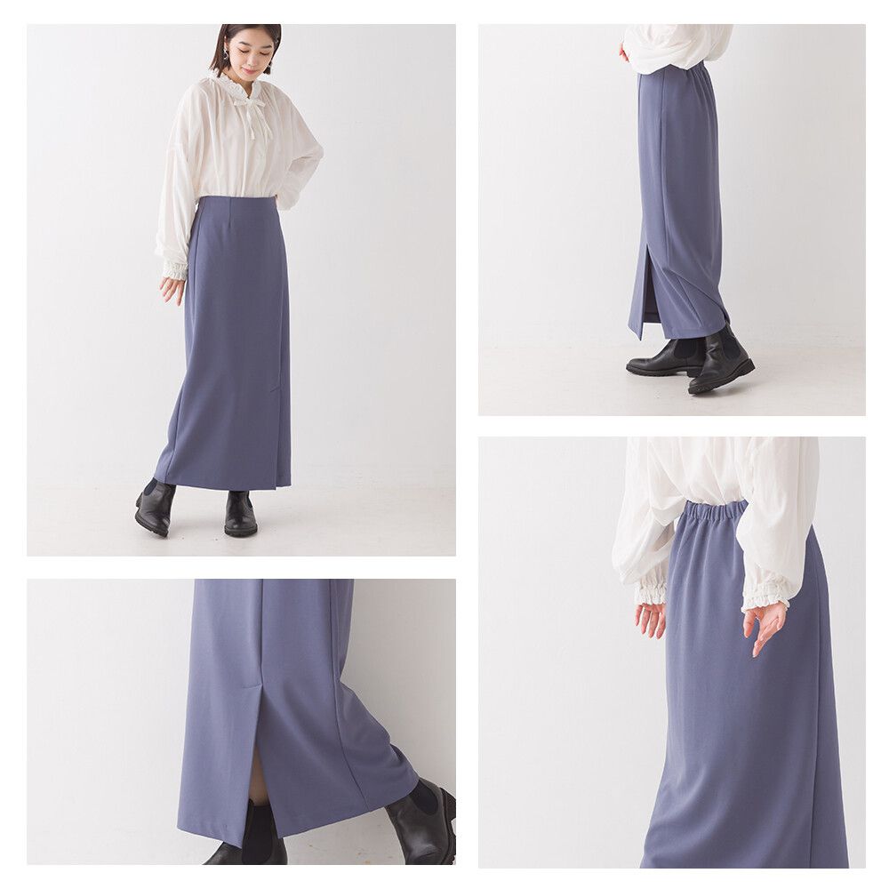 日本 OMNES - 百搭修身彈性長裙-時尚黑