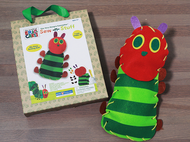 上誼文化 - 好餓的毛毛蟲限量福袋-好餓的毛毛蟲幼兒廣口水壺+餐具三件組+布偶縫製組