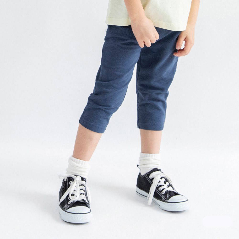 百搭定番彈力七分褲-素色-深藍