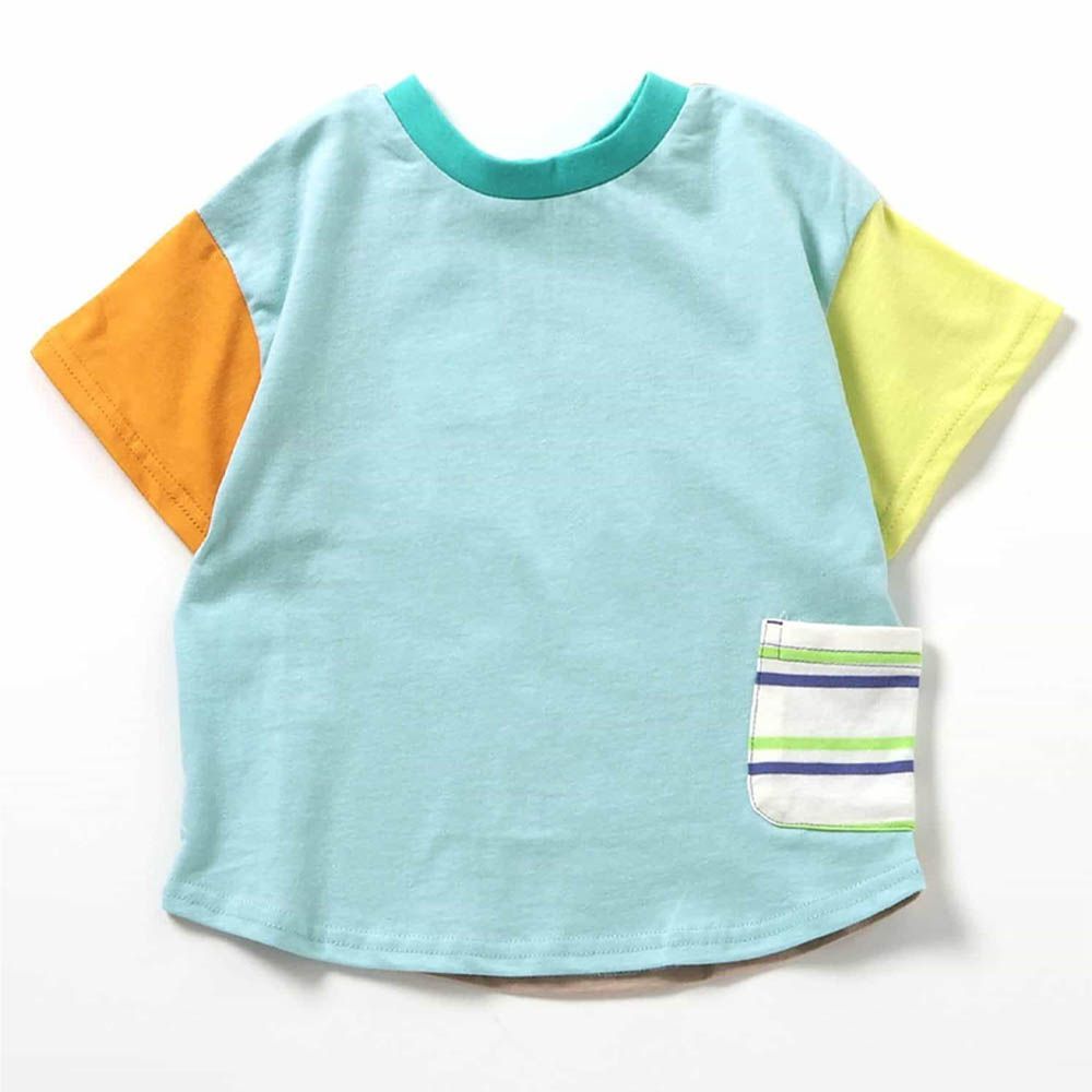 正反OK！前後兩穿短袖上衣-多彩-藍x橘x黃