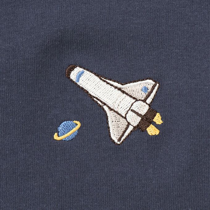 日本 petit main - [低價]接觸冷感 刺繡短袖上衣-向日葵-白