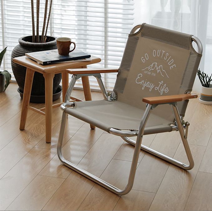 日本CAPTAIN STAG - 戶外露營鋁合金折疊單人椅 (黑色)