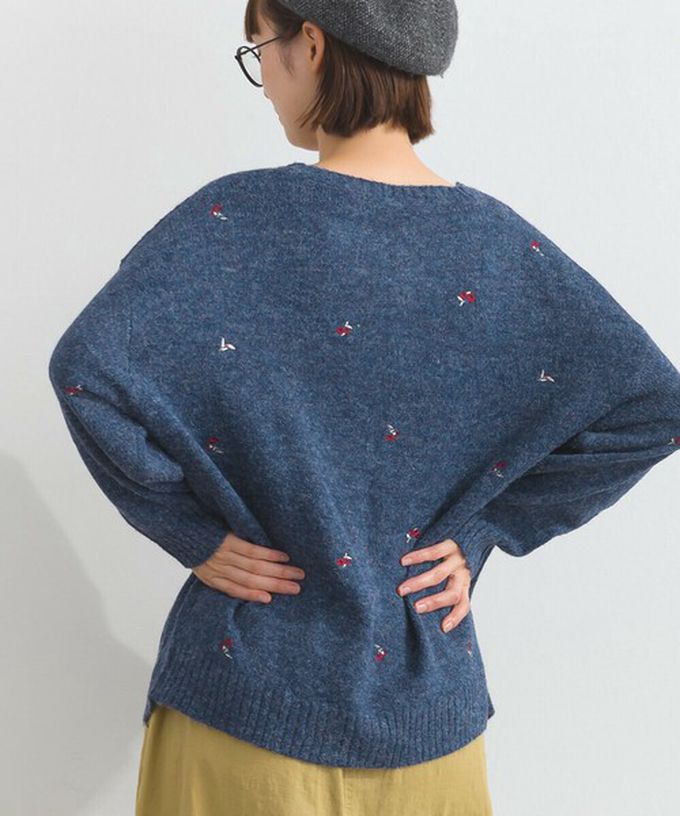 日本 Lupilien - 低調小花刺繡圓領開襟針織外套-橘紅