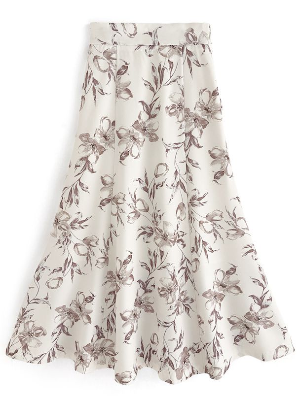 日本 GRL - 浪漫碎花修身長裙-春櫻粉